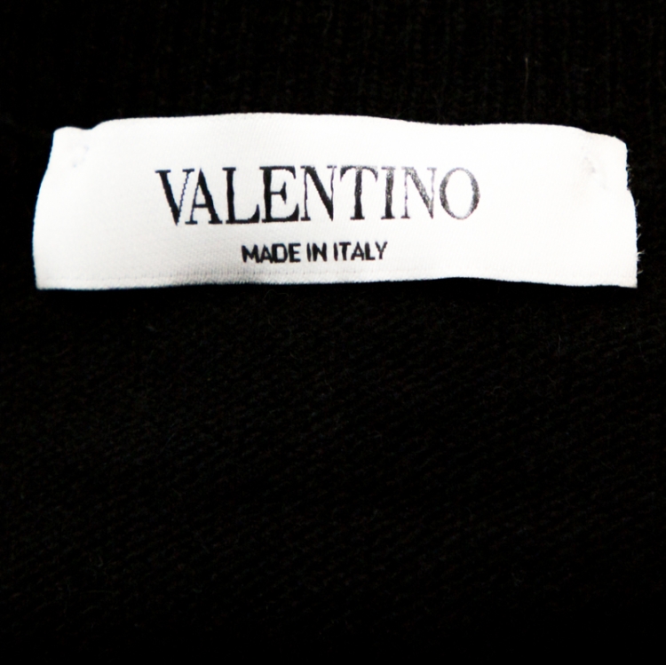 Pre Owned Valentino Black VLTN Knit Long Sleeve Sweater XL