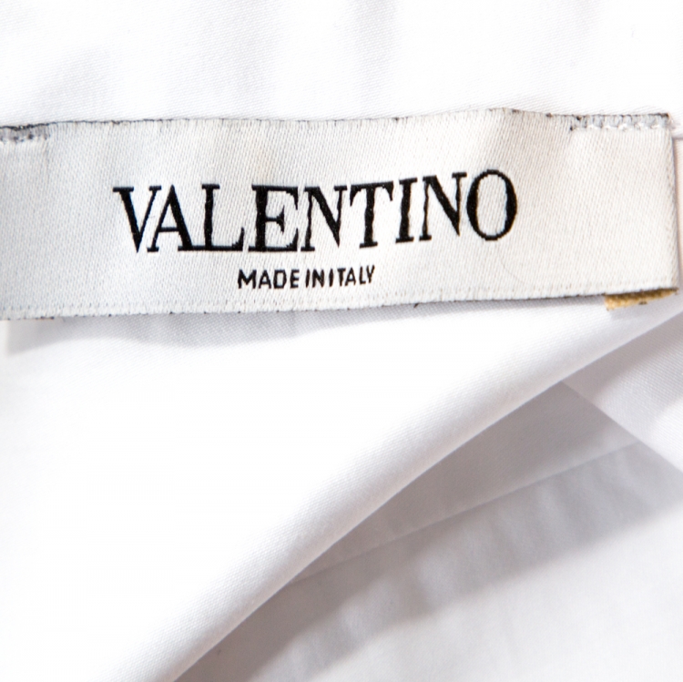 Pre Owned Valentino White Cotton Video Game Arcade Embellished Shirt M