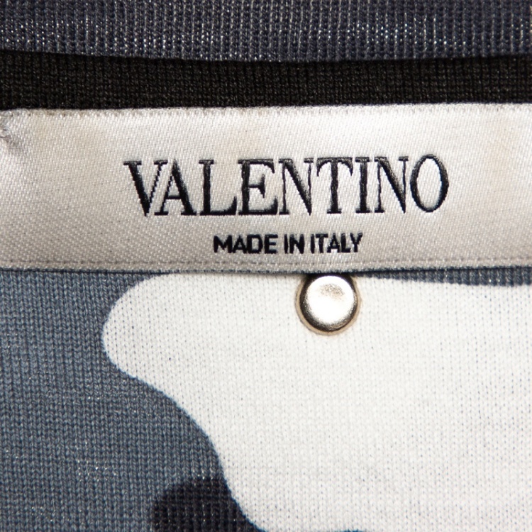 Pre Owned Valentino Blue Cotton Camouflage Print T Shirt L