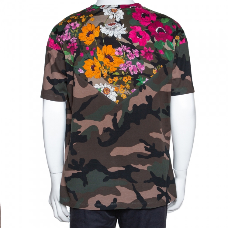 Pre Owned Valentino Multicolor Cotton Dew Camou Print T Shirt L