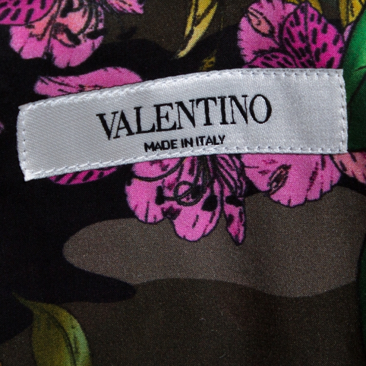 Pre Owned Valentino Multicolor Cotton Dew Camou Print Contrast Piping Detail Shirt XL