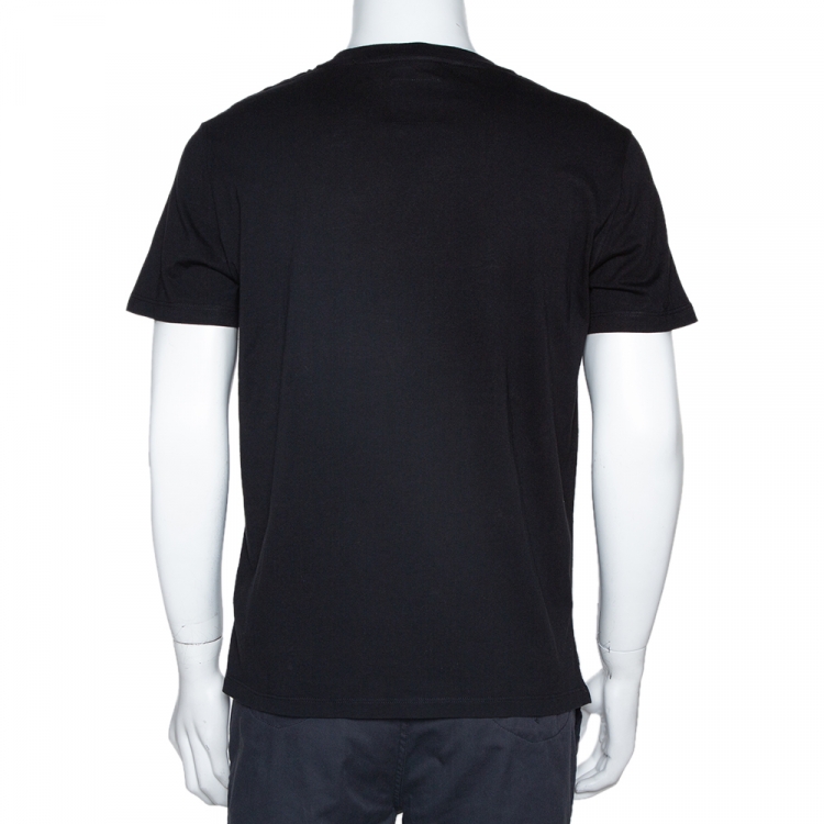 Pre Owned Valentino Black Cotton Rockstud Embellished Crew Neck T Shirt M 