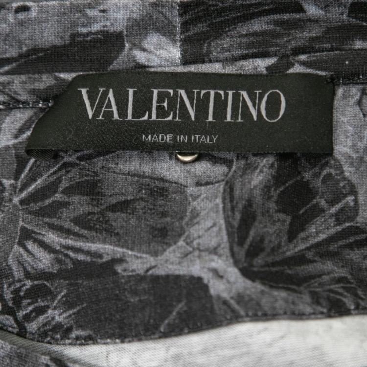 Pre Owned Valentino Grey Butterfly Print Cotton T-Shirt L