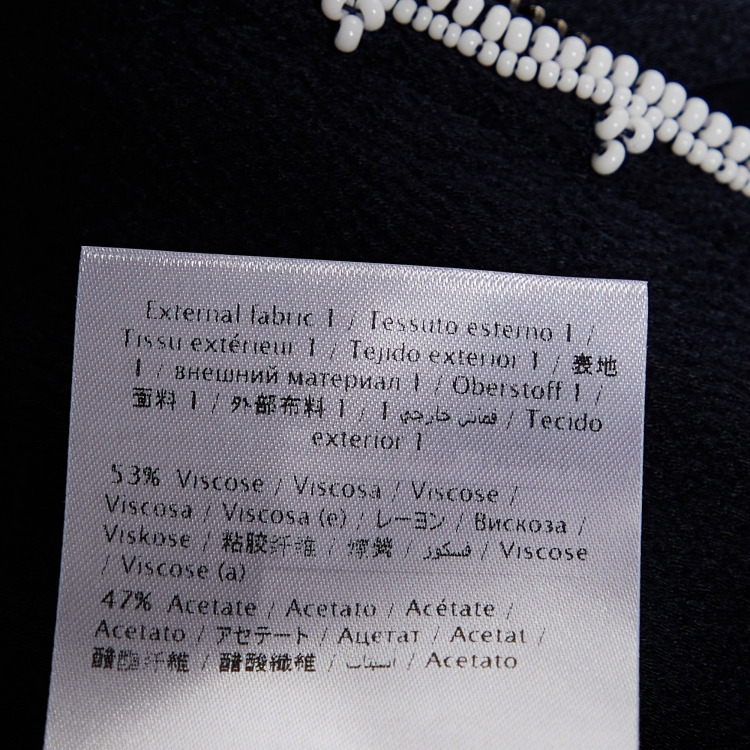 Pre Owned Valentino Navy Blue Satin Crepe & Knit Beaded Detail Bomber Jacket S