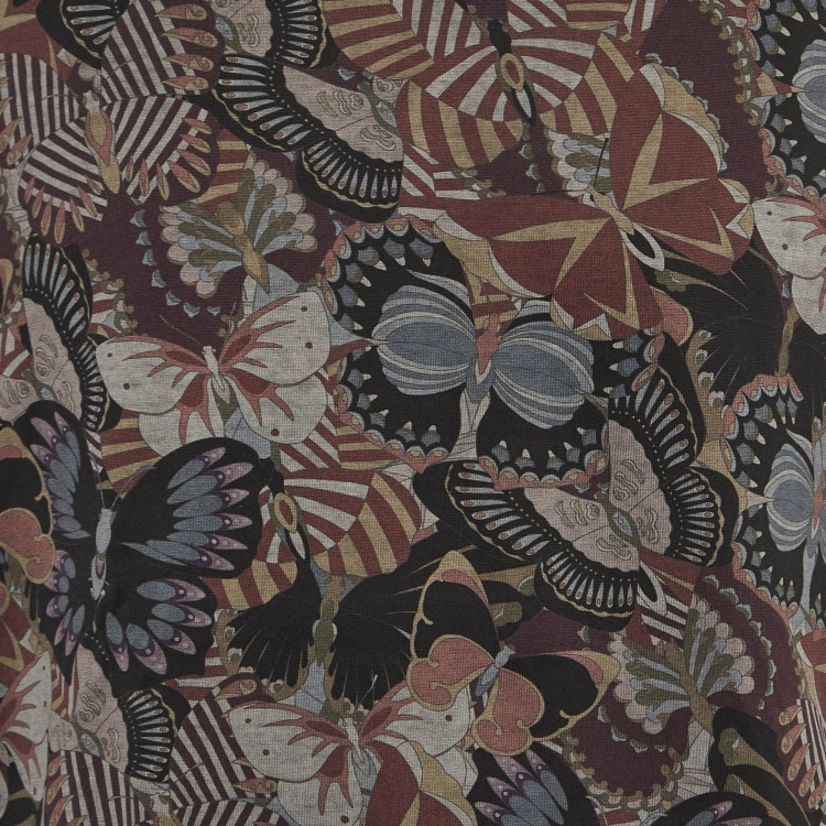 Pre Owned Valentino Grey Butterfly Print Cotton Crew Neck T-Shirt M