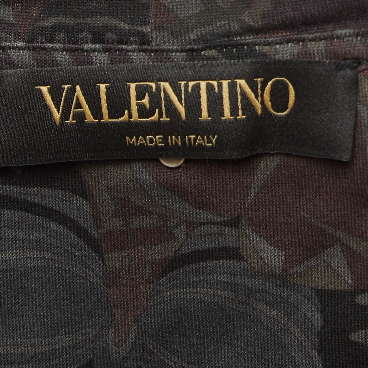Pre Owned Valentino Grey Butterfly Print Cotton Crew Neck T-Shirt M