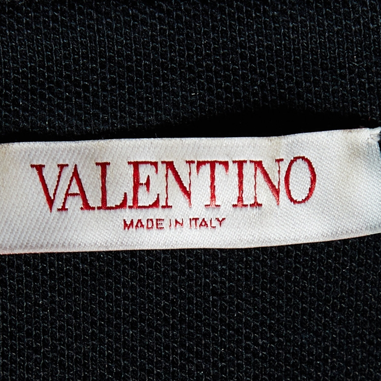 مملوكة مسبقًا Valentino Black Cotton Studded Collar Detail Polo T-Shirt 3XL