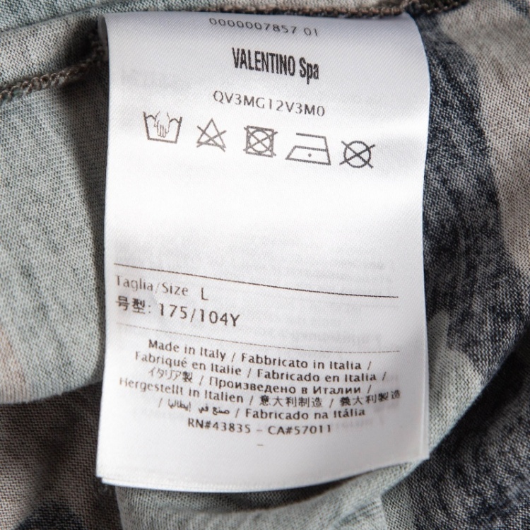 Pre Owned Valentino Green Camouflage VLTN Print Cotton T-Shirt L