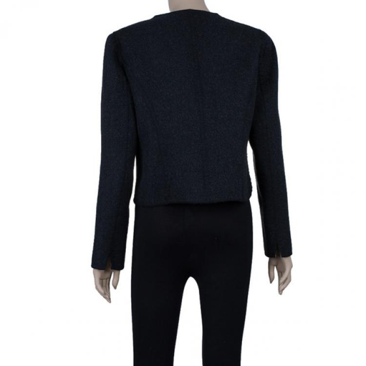 Pre Owned Valentino Black Jacket with Leopard Print Lining XL