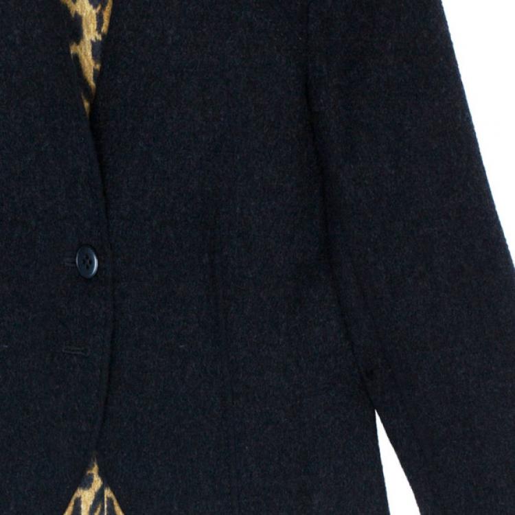Pre Owned Valentino Black Jacket with Leopard Print Lining XL