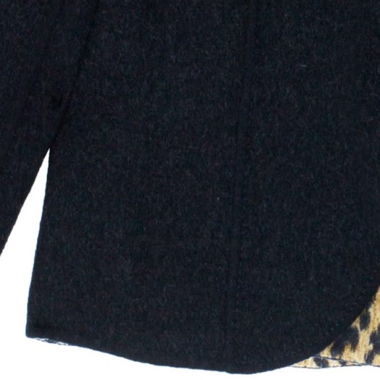 Pre Owned Valentino Black Jacket with Leopard Print Lining XL