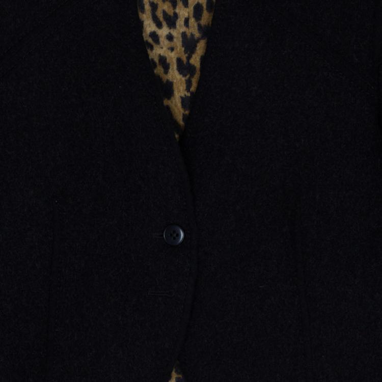 Pre Owned Valentino Black Jacket with Leopard Print Lining XL