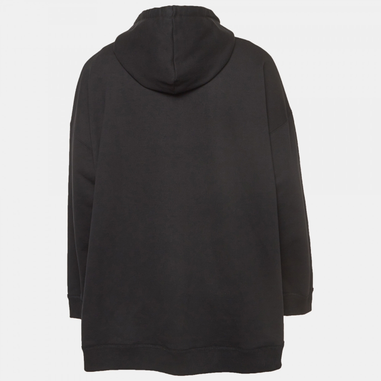 Pre Owned Valentino Black Printed Cotton Knit Hoodie L