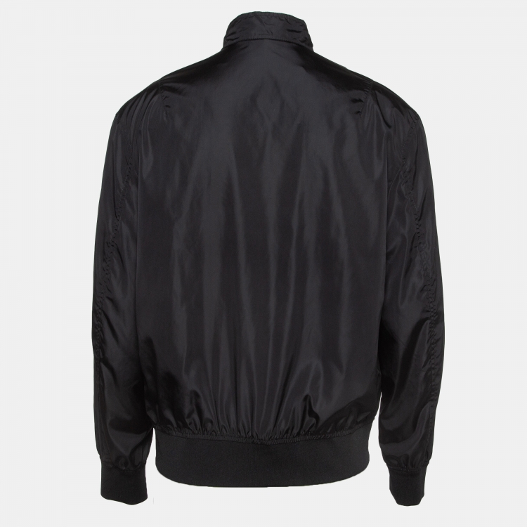 Pre Owned Valentino Black Synthetic Zip-Up Windbreaker Jacket M