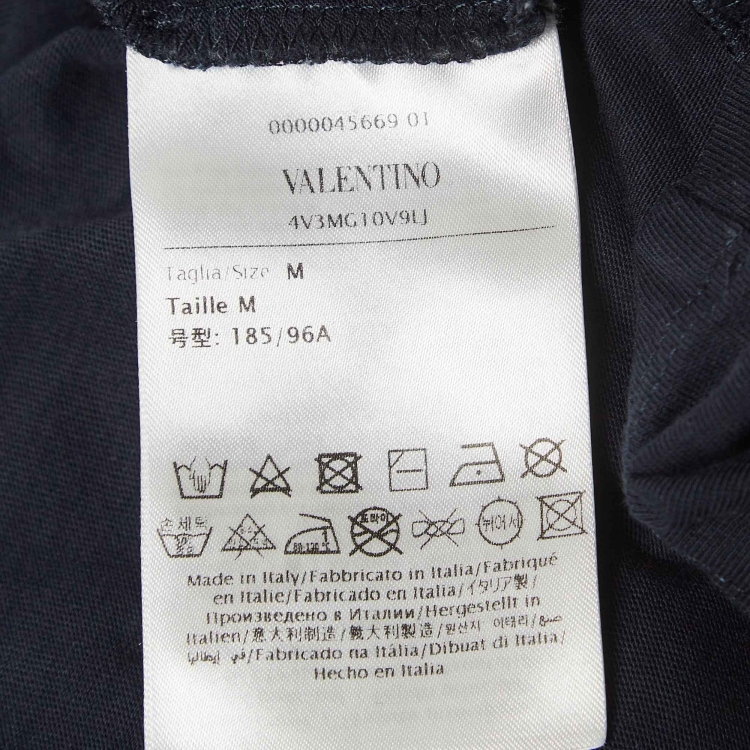 مملوكة مسبقًا Valentino Navy Blue Logo Applique Cotton T-Shirt M