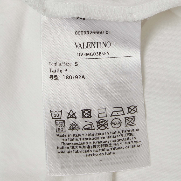 Pre Owned Valentino White/Red Logo Print Cotton Jersey T-Shirt S