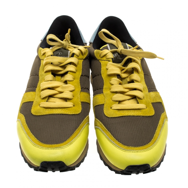 Pre Owned Valentino Tricolor Mesh and Leather Rockrunner Sneakers Size 43