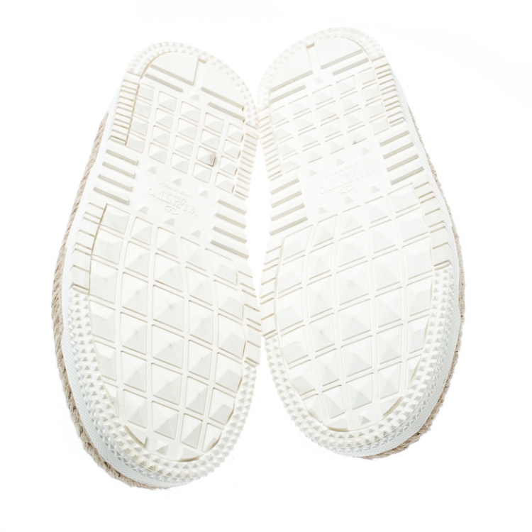 مملوكة مسبقًا Valentino Burgundy Leather Slip On Espadrille Sneakers Size 42