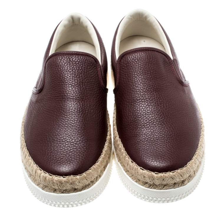مملوكة مسبقًا Valentino Burgundy Leather Slip On Espadrille Sneakers Size 42