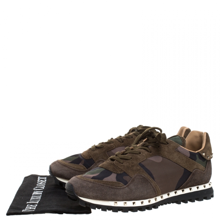 Pre Owned Valentino Multicolor Camo Butterfly Printed Rockrunner Sneakers Size 42