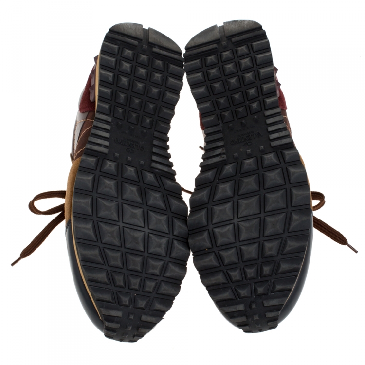 Pre Owned Valentino Multicolor Camouflage Printed Canvas And Leather Rockrunner Sneakers Size 45