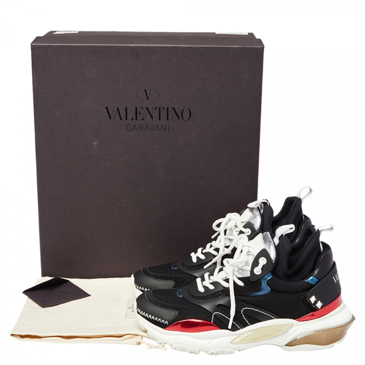 Pre Owned Valentino Multicolor Leather And Net Lace Up Sneakers Size 40