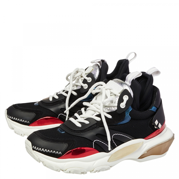 Pre Owned Valentino Multicolor Leather And Net Lace Up Sneakers Size 40
