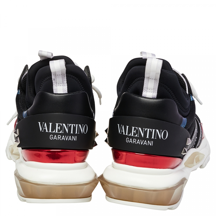 Pre Owned Valentino Multicolor Leather And Net Lace Up Sneakers Size 40