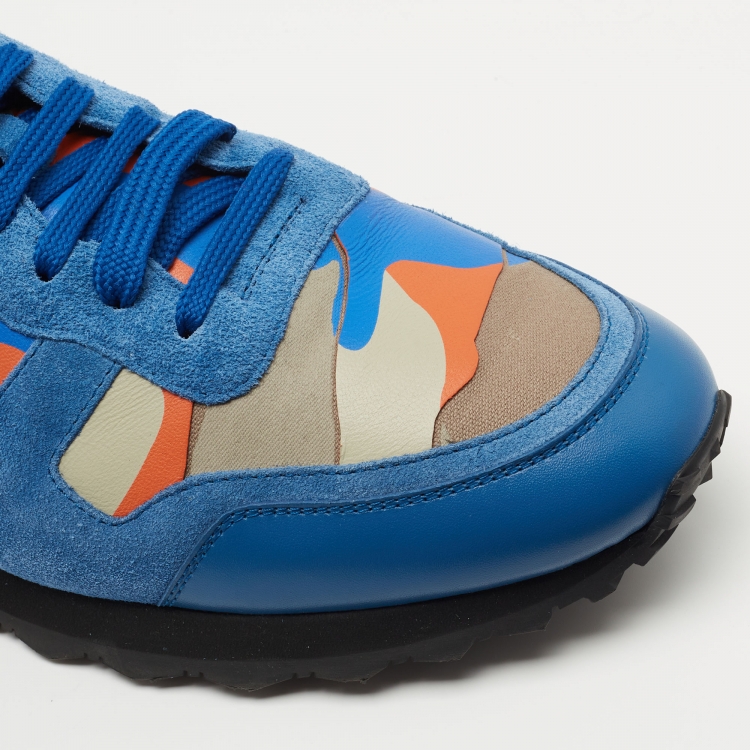 Pre Owned Valentino Multicolor Suede and Leather Rockrunner Sneakers Size 46