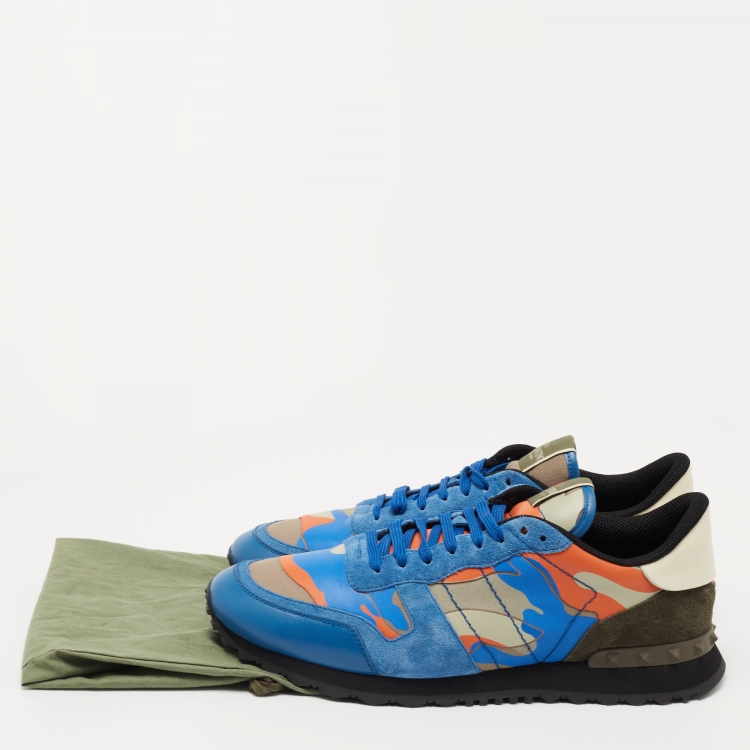 Pre Owned Valentino Multicolor Suede and Leather Rockrunner Sneakers Size 46