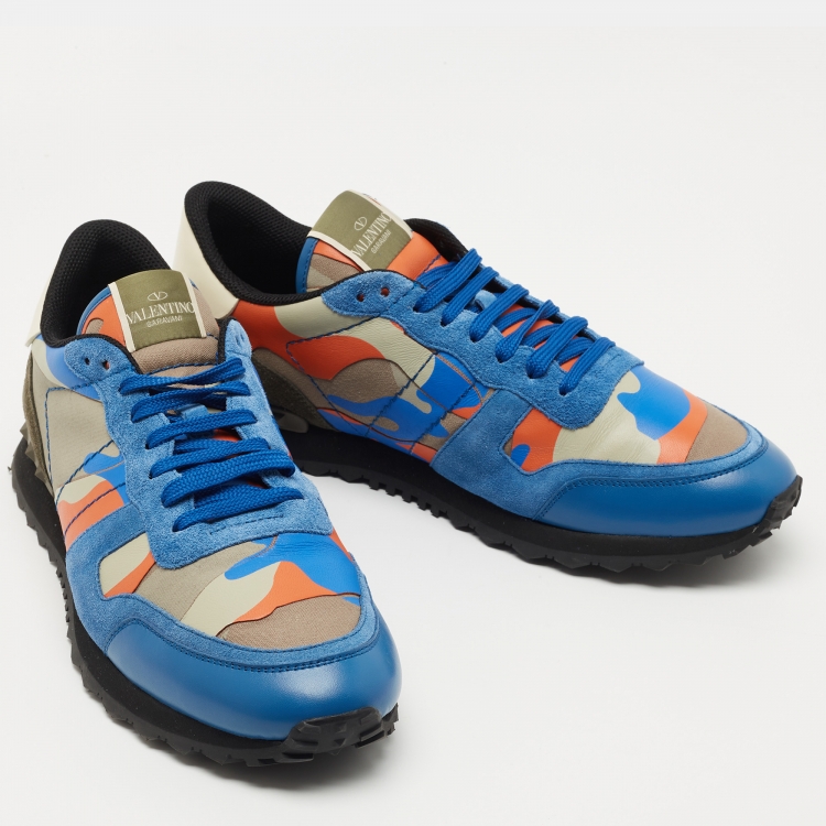 Pre Owned Valentino Multicolor Suede and Leather Rockrunner Sneakers Size 46