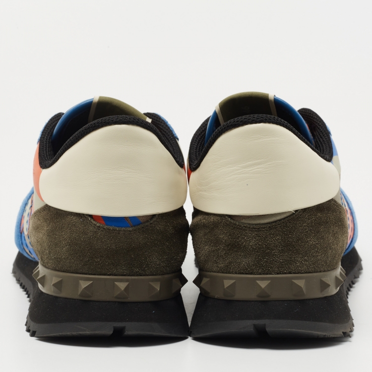 Pre Owned Valentino Multicolor Suede and Leather Rockrunner Sneakers Size 46