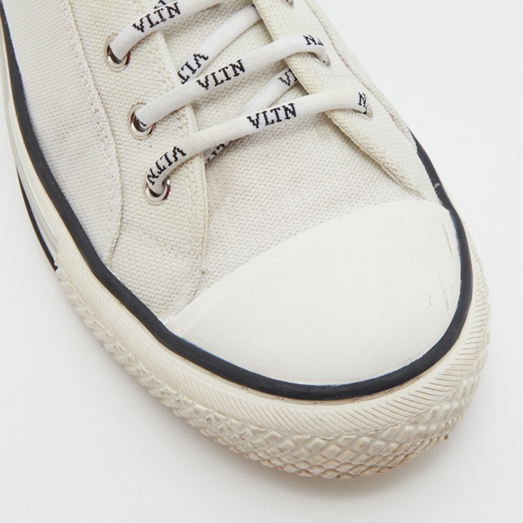 Pre Owned Valentino White Mesh and Rubber Low Top Giggies Sneakers Size 41