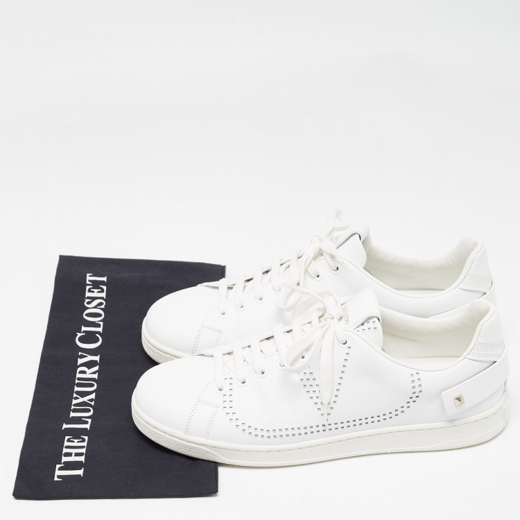 Pre Owned Valentino White Leather Backnet Sneakers Size 42