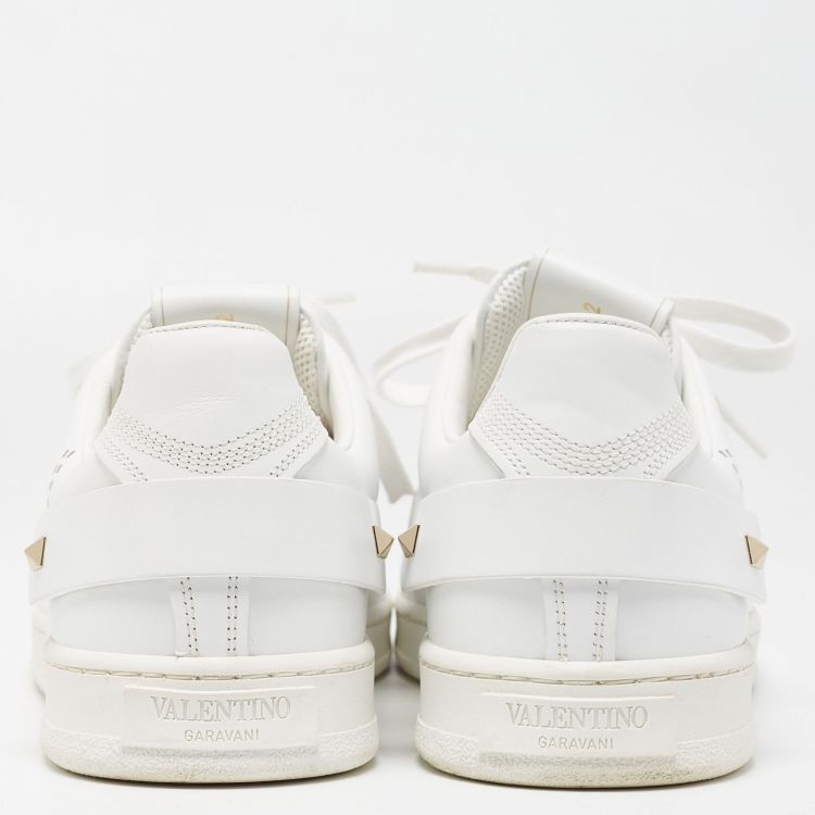 Pre Owned Valentino White Leather Backnet Sneakers Size 42
