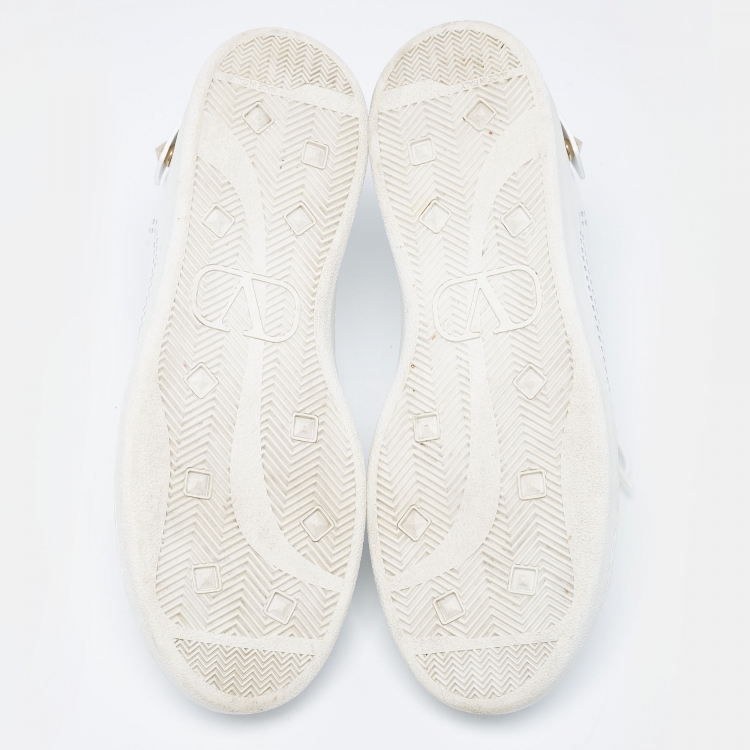 Pre Owned Valentino White Leather Backnet Sneakers Size 42
