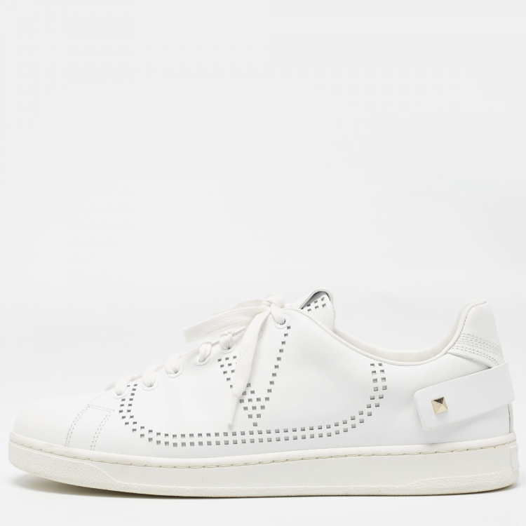 Pre Owned Valentino White Leather Backnet Sneakers Size 42