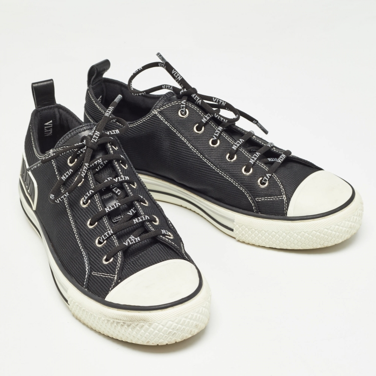 Pre Owned Valentino Black Mesh Giggies Sneakers Size 42.5