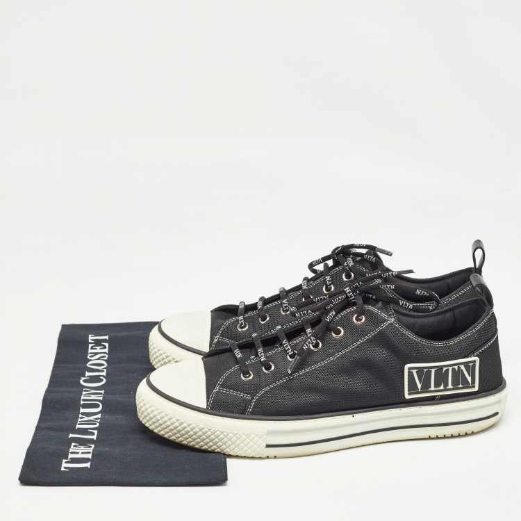 Pre Owned Valentino Black Mesh Giggies Sneakers Size 42.5