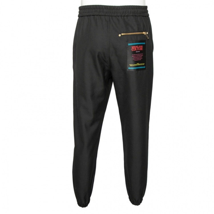 Pre Owned Versace Jeans Couture Black Logo Patch Detail Sweatpants XL