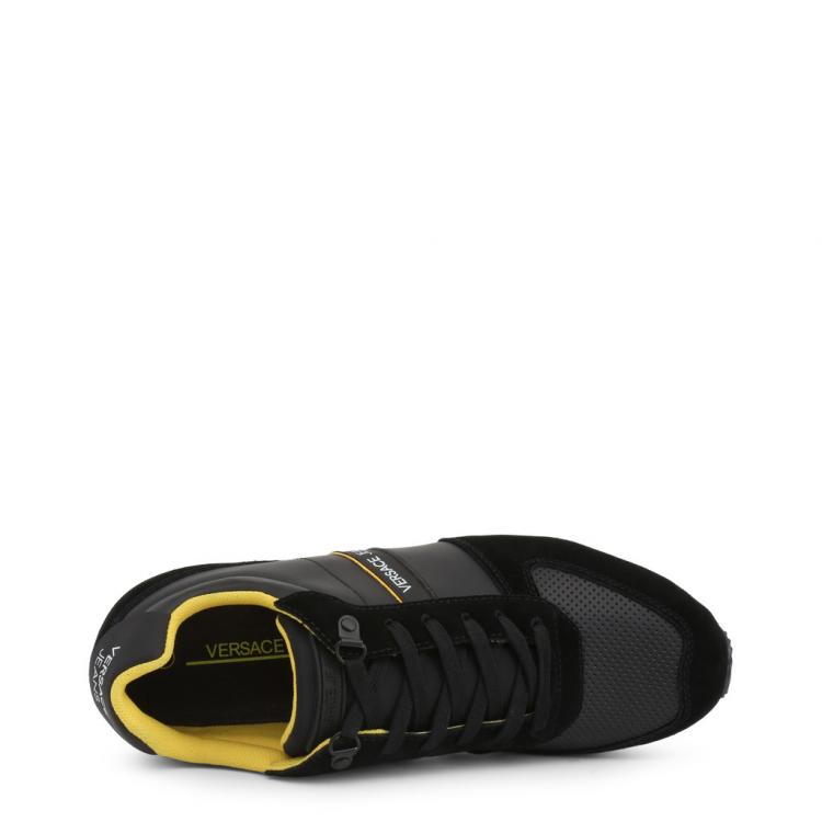 مملوكة مسبقًا Versace Jeans Black Suede and Faux Leather Lace Up Sneakers Size 43
