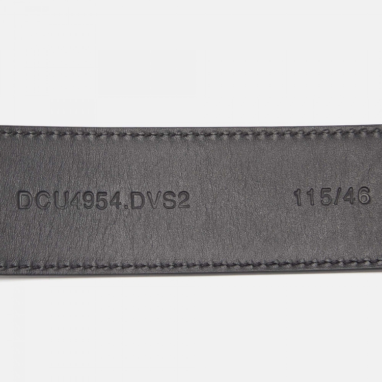 Pre Owned Versace Black Leather Patent Medussa Head Buckle Belt 115CM