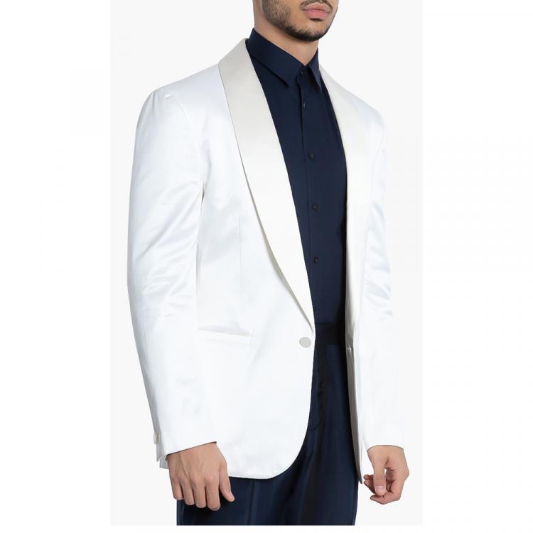 Pre Owned Versace White Tailored Fit Suit Jacket L (IT 50)