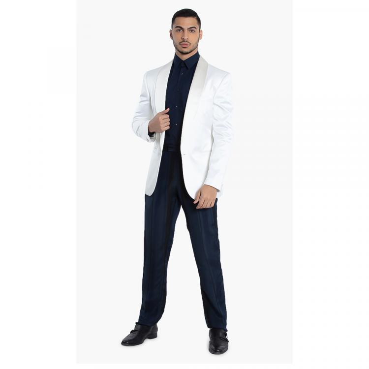 Pre Owned Versace White Tailored Fit Suit Jacket L (IT 50)