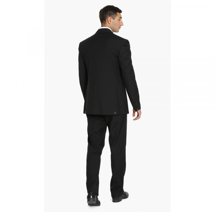Pre Owned Versace Black Solid Double Buttoned Suit 4XL (IT 58)