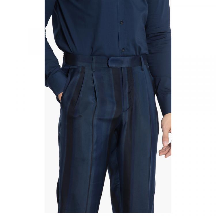 Pre Owned Versace Blue Gianni Stripes Trousers S (46)