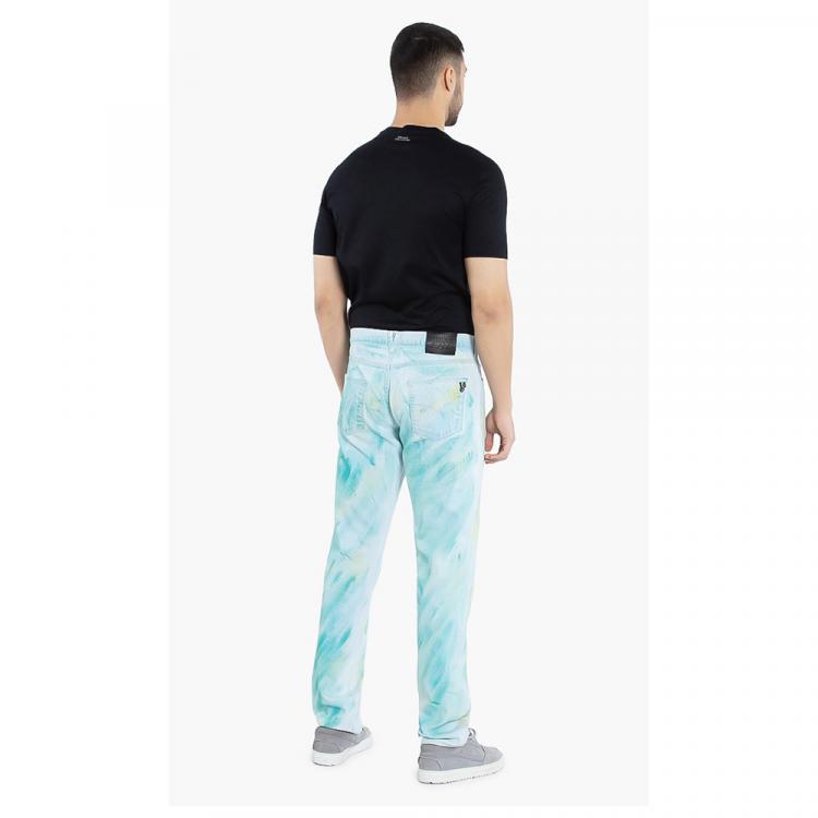 Pre Owned Versace Blue Versace Jeans Multi-Colored Slim Fit Pants L (34)