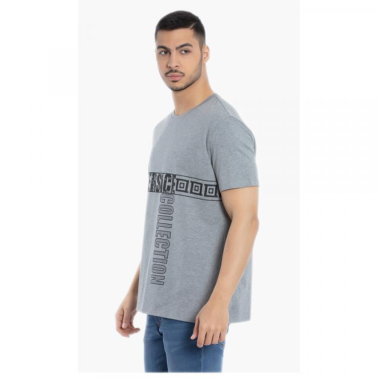 Pre Owned Versace Grey Logo Graphic Print T-Shirt XL