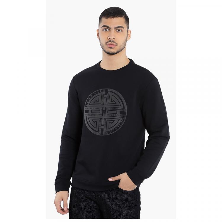 Pre Owned Versace Black Logo Cotton Sweatshirt XL