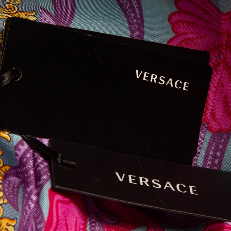 Pre Owned Versace Multicolor Printed Silk Shorts M